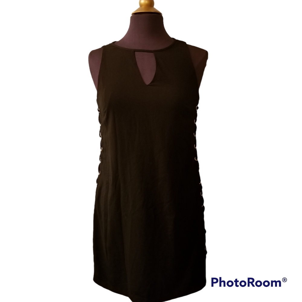 Cato Dress Womens Size Small Black Sleeveless Emo Whimsigoth Summer Grommets New
